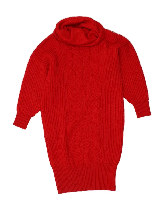 UMBERTO GINOCCHIETTI Womens Roll Neck Jumper Dress UK 18 XL Red Wool