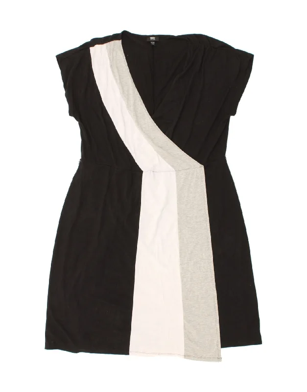MOSSIMO Womens Stretch Short Sleeves Sheath Dress UK 16/18 L Black