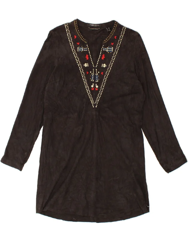 SCOTCH & SODA Womens Suede Tunic Dress UK 14 Medium Brown Suede
