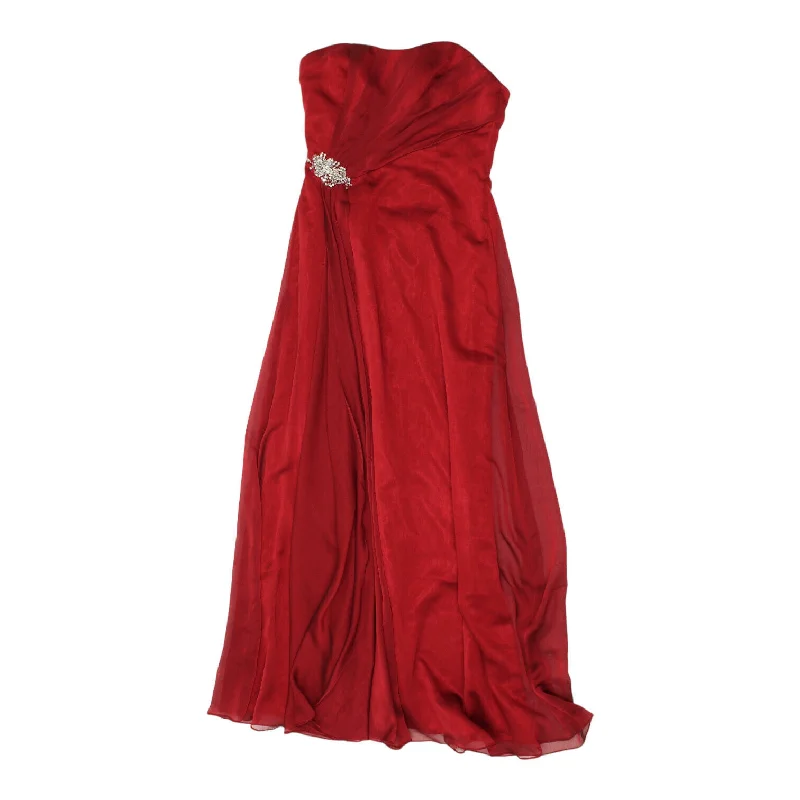 Belsoie Womens Red Sleeveless Evening Dress | Vintage Luxury High End Gown VTG