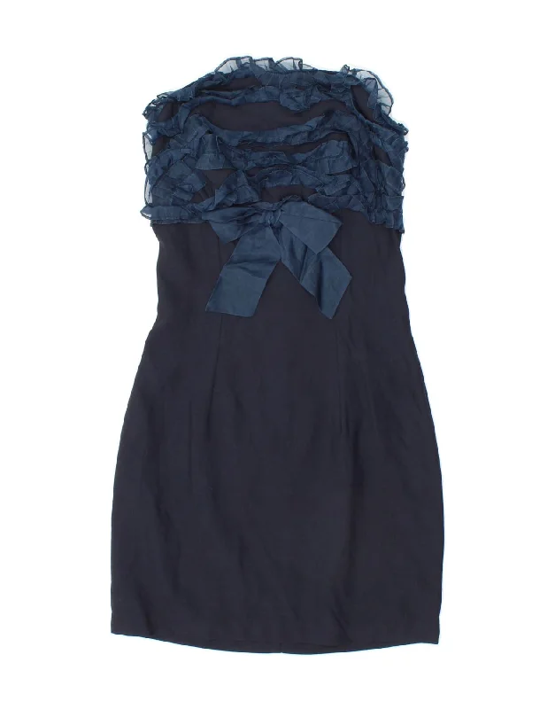 VINTAGE Womens Sleeveless Sheath Dress UK 0 2XS Navy Blue