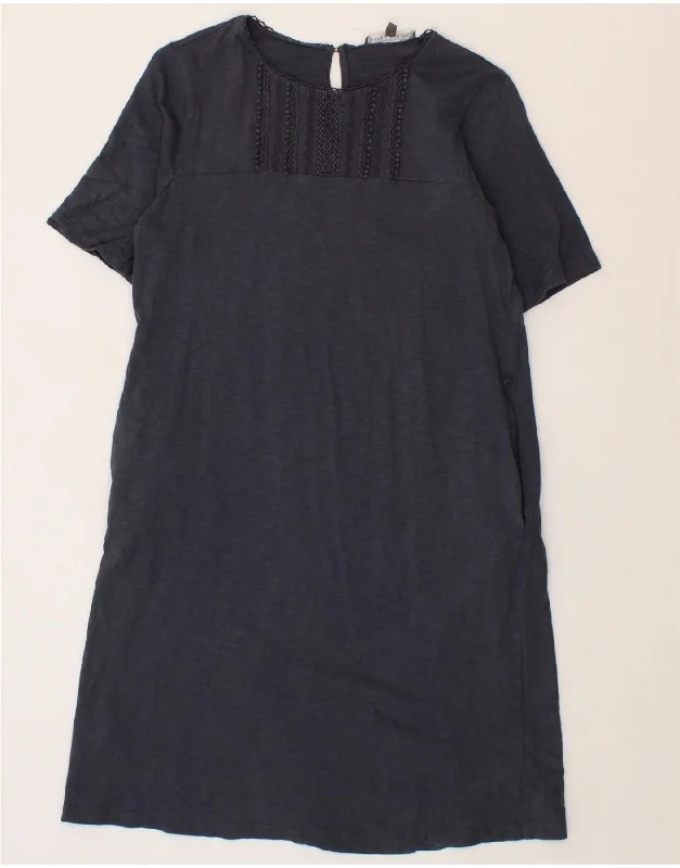 LAURA ASHLEY Womens Shift Dress UK 10 Small Navy Blue Cotton