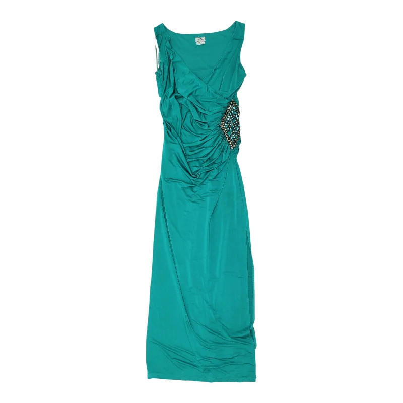 Ruth Tarvydas Womens Green V Neck Evening Dress | Vintage Designer Ball Gown