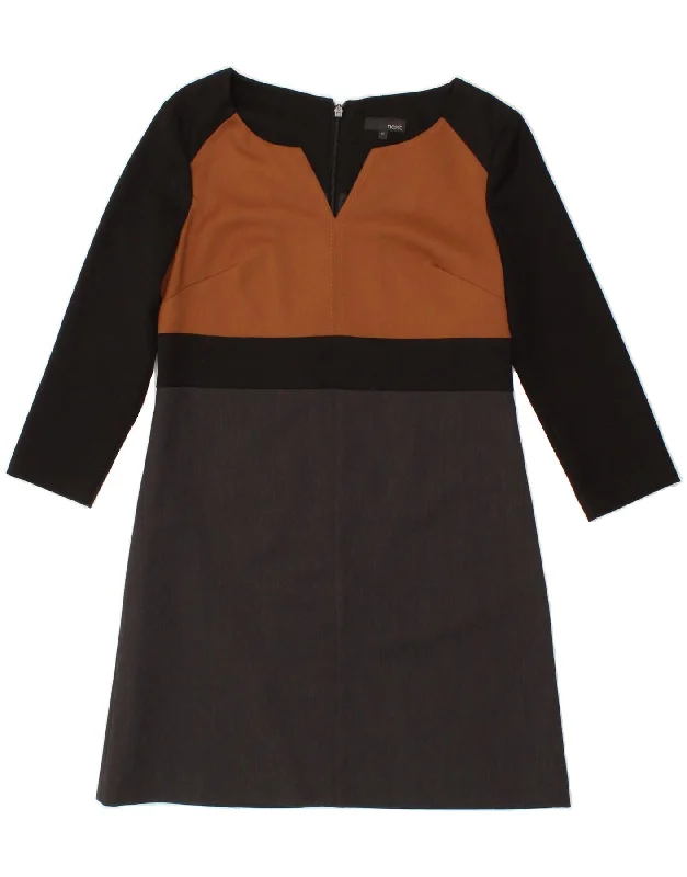 NEXT Womens 3/4 Sleeve Basic Dress UK 12 Medium Multicoloured Colourblock