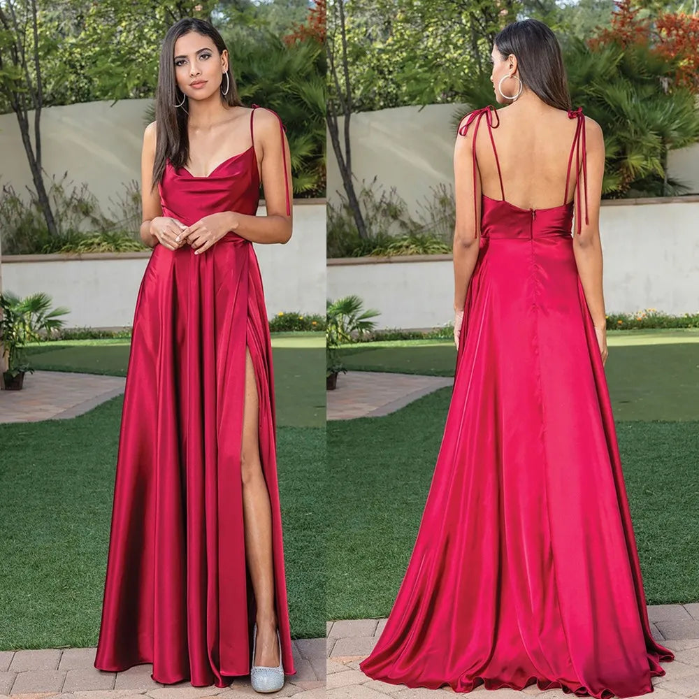 Spaghetti Strap Satin Prom Dresses Women Long Elegant Mint Green Backless Burgundy A-line Maxi Evening Party Gowns Vestidos Gala Spaghetti Strap Satin Prom Dresses Women Long Elegant Mint Green Backless Burgundy A-line Maxi Evening Party Gowns Vestidos Gala