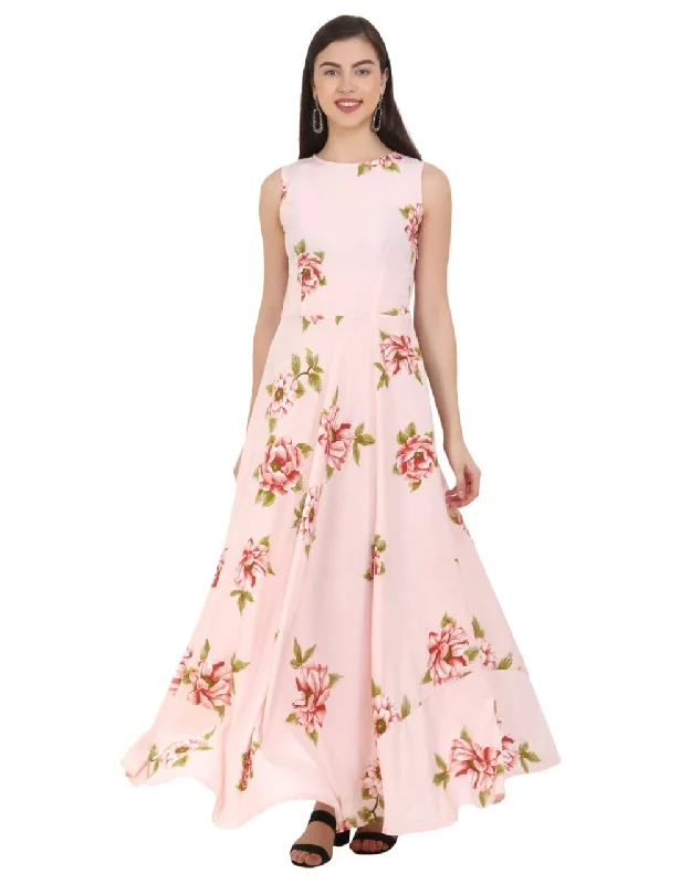 Attractive Cut Sleeve Printed Dress in Pink Colour