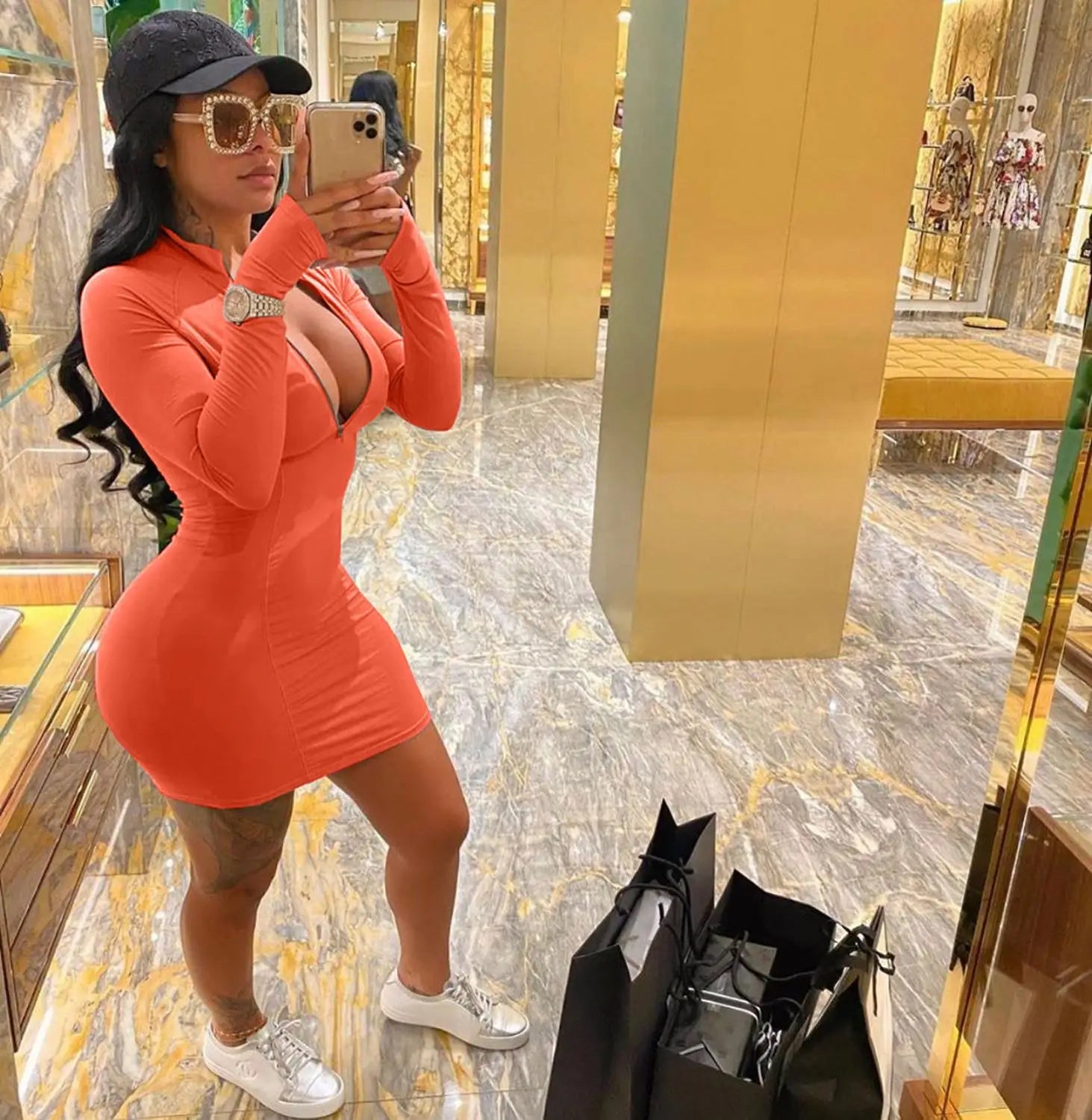 orange dress