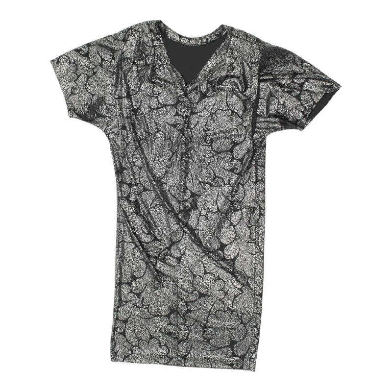 Ibis Womens Black Grey Short Sleeve Paterned Dress | Vintage Luxury High End VTG