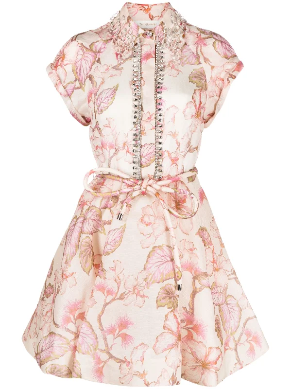 Zimmermann Matchmaker Flip Dress, Coral Hibiscus