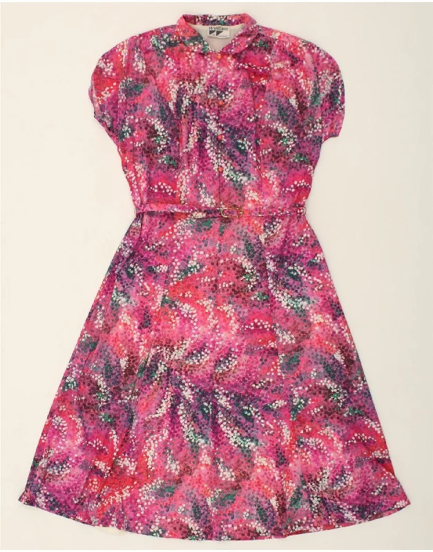 VINTAGE Womens A-Line Dress EU 38 Medium Pink Spotted Polyamide