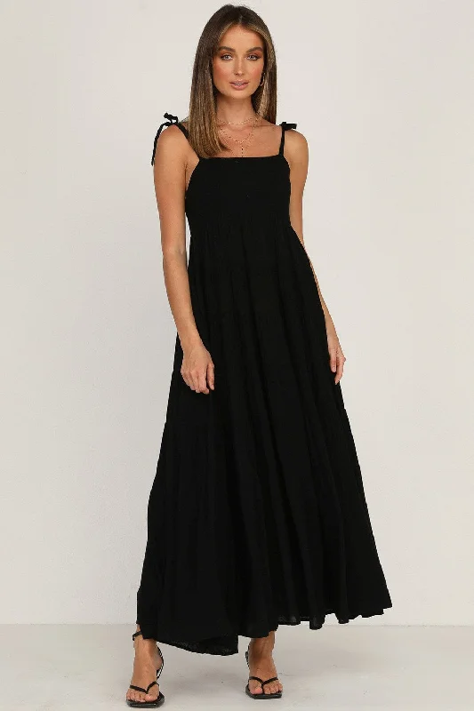 Rayon Solid Dress In Black