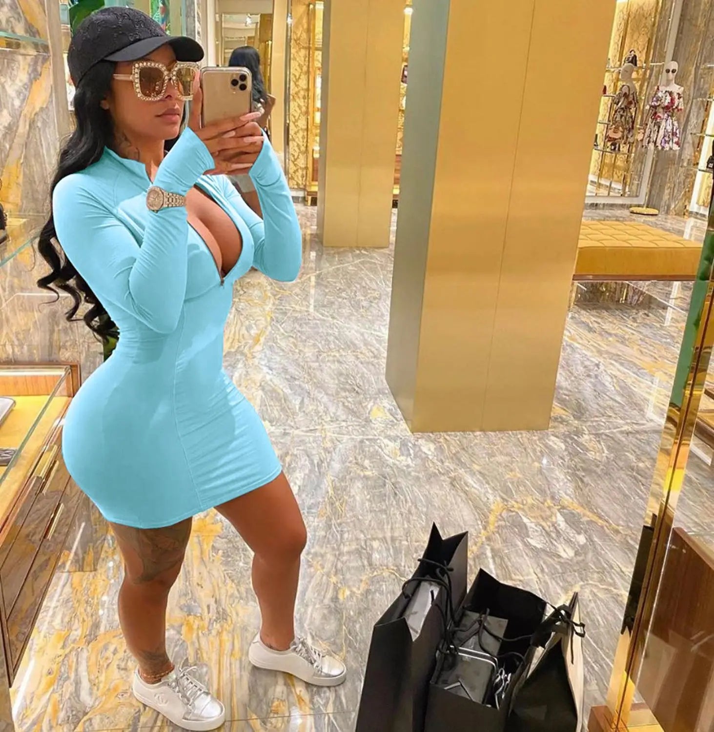 blue dress