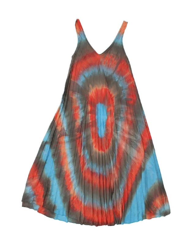 VINTAGE Womens Sleeveless Tent Dress UK 12 Medium Multicoloured Tie Dye