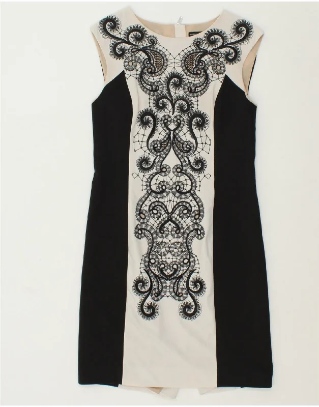 KAREN MILLEN Womens Sleeveless Sheath Dress UK 12 Medium  Black Paisley