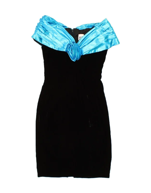 ZUM ZUM Womens Off Shoulder Sheath Dress UK 10 Small Black Colourblock