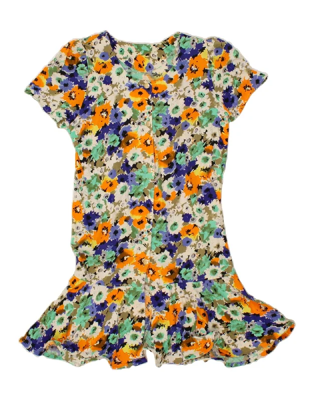 VINTAGE Womens Drop Waist Dress UK 16 Large Multicoloured Floral