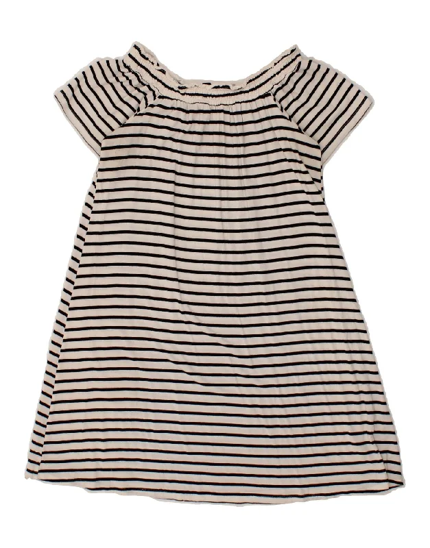 MOSSIMO Womens Off Shoulder A-Line Dress UK 12 Medium White Striped