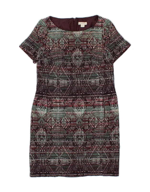MONSOON Womens Sheath Dress UK 12 Medium  Maroon Argyle/Diamond Cotton