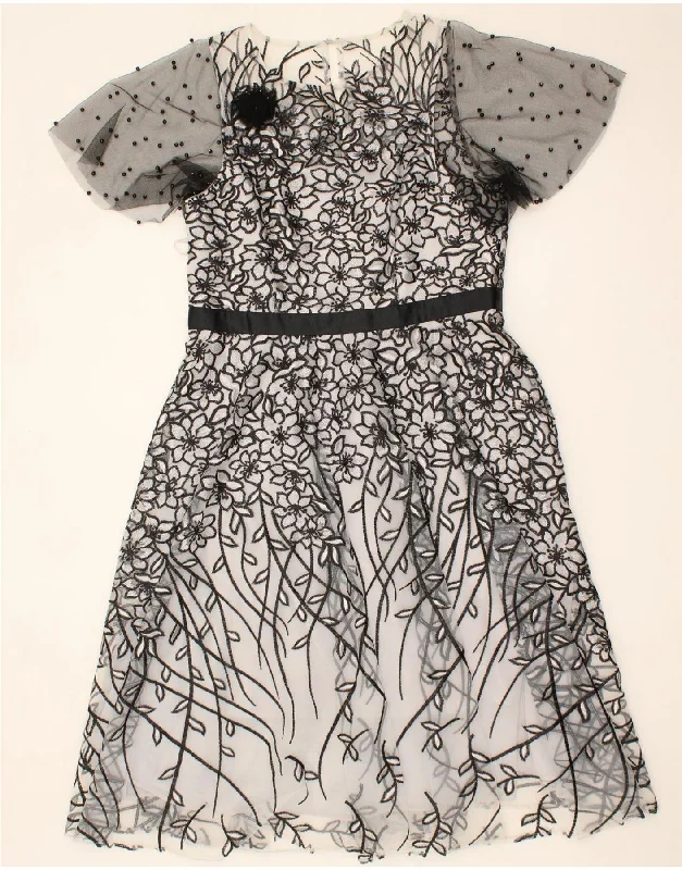 COAST Womens A-Line Dress UK 18 XL Grey Floral Polyester
