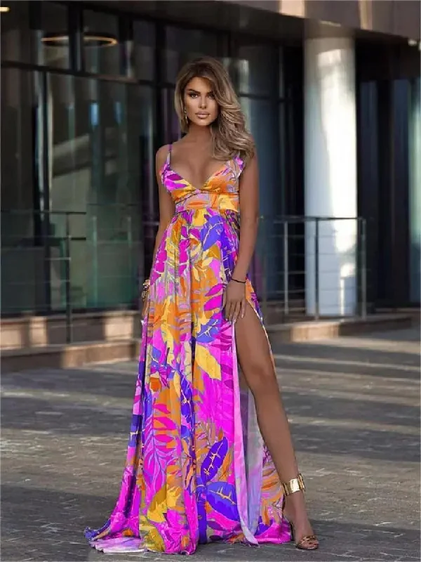 Printed Beach Cover Up Dress 2023 Women Deep V Neck Cover-ups Summer Beach Wear Sexy Elegant Female Summer Long Dress Printed Beach Cover Up Dress 2023 Women Deep V Neck Cover-ups Summer Beach Wear Sexy Elegant Female Summer Long Dress