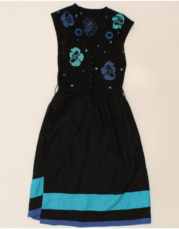 VINTAGE Womens Sleeveless A-Line Dress IT 42 Medium Black