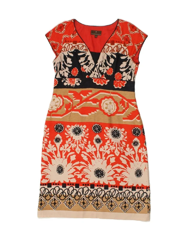 FENN WRIGHT MANSON Womens Sleeveless Sheath Dress UK 12 Medium Red Floral