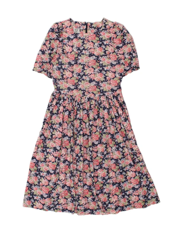 LAURA ASHLEY Womens A-Line Dress UK 16 Large Pink Floral Cotton