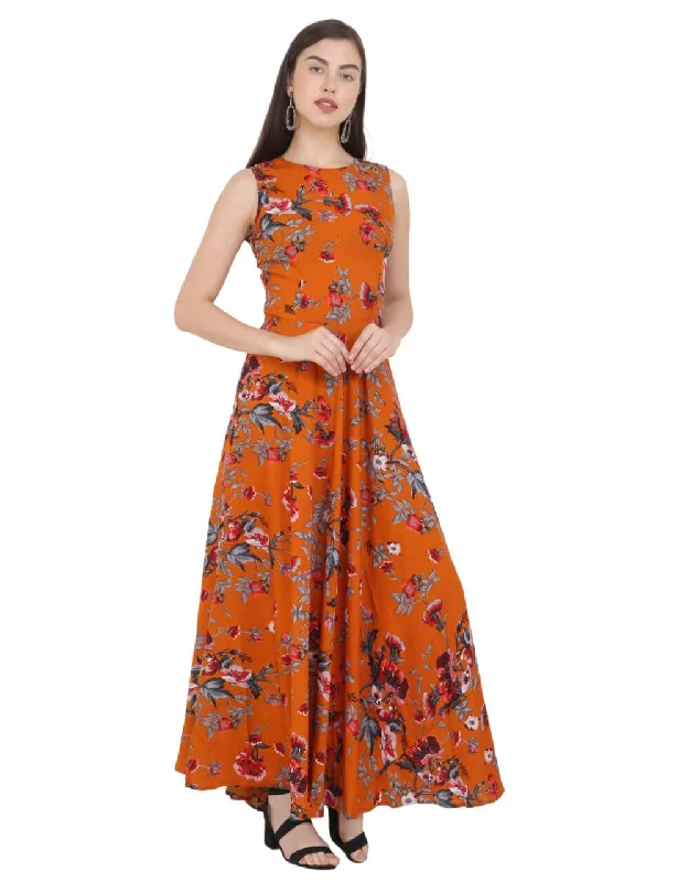 Attractive Cut Sleeve Printed Dress in Mustard Colour