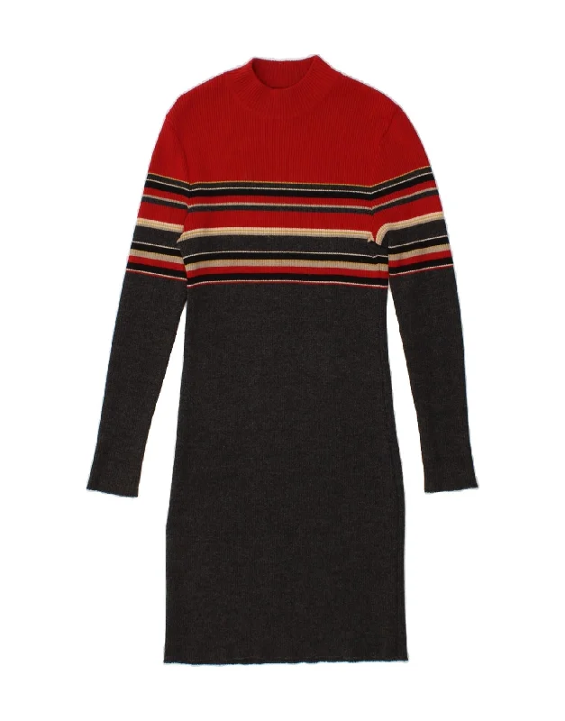 CACHAREL Womens Long Sleeve Jumper Dress UK 12 Medium Red Colourblock