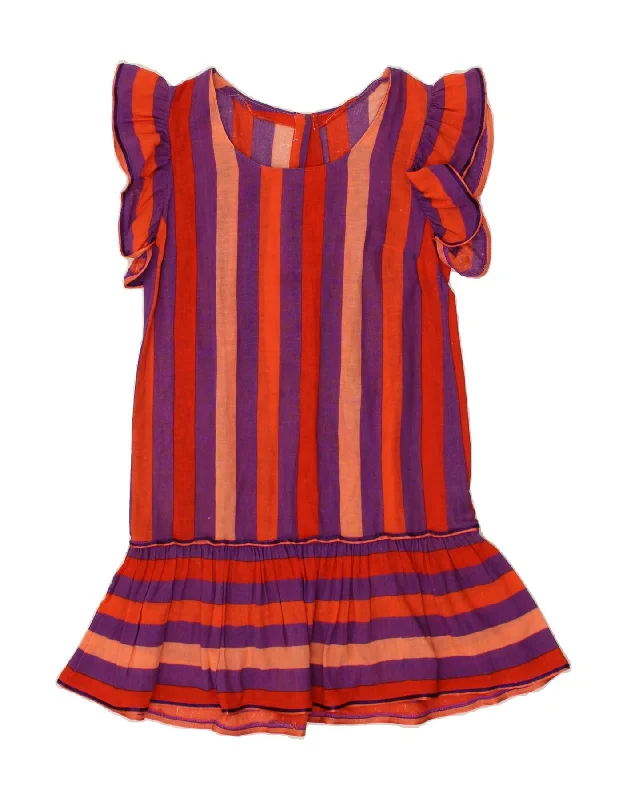 VINTAGE Womens Tiered Dress UK 12 Medium Red Striped