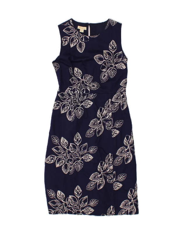MONSOON Womens Sleeveless Sheath Dress UK 12 Medium  Navy Blue Floral