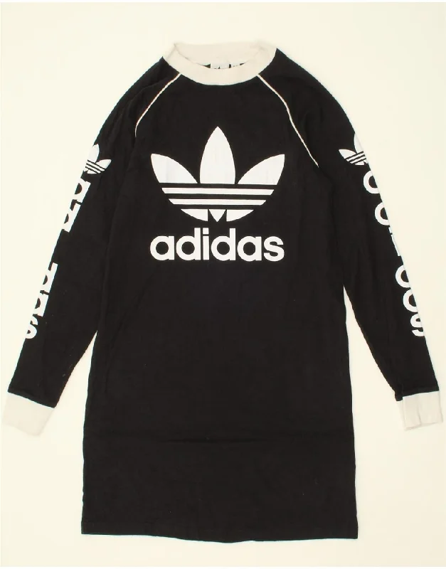 ADIDAS Womens Graphic Jumper Dress UK 8 Small Black Cotton