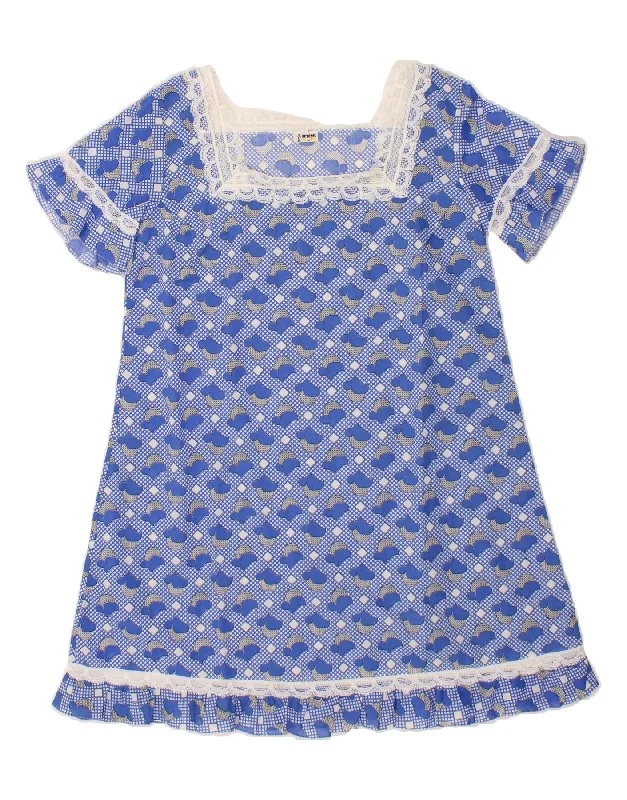 INES Womens A-Line Dress IT 46 Large Blue Floral