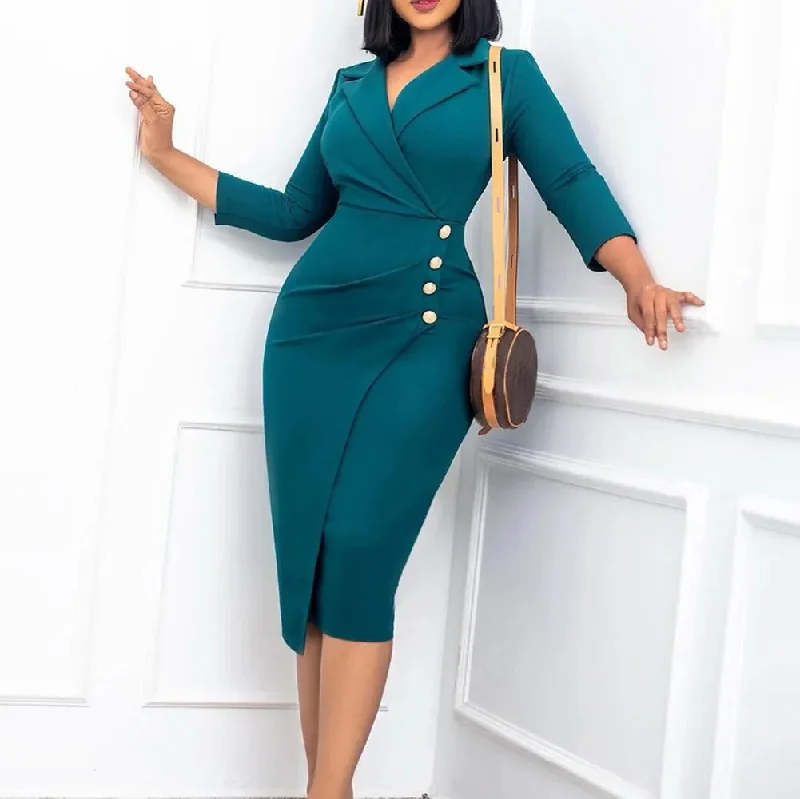 Trendy Products 2022 Women Elegant Ladies Office Wears Church Dresses Solid Color Fashion Good Quality Knee Length Formal Dress Trendy Products 2022 Women Elegant Ladies Office Wears Church Dresses Solid Color Fashion Good Quality Knee Length Formal Dress