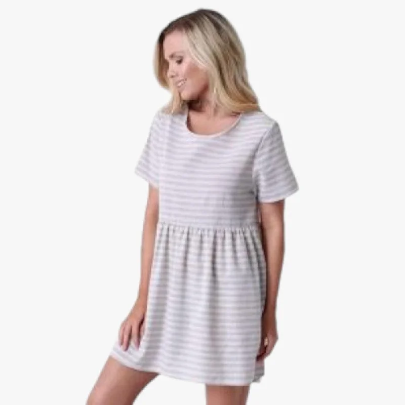Fox Womens Horizontal Babydoll Dress Grey Stripe