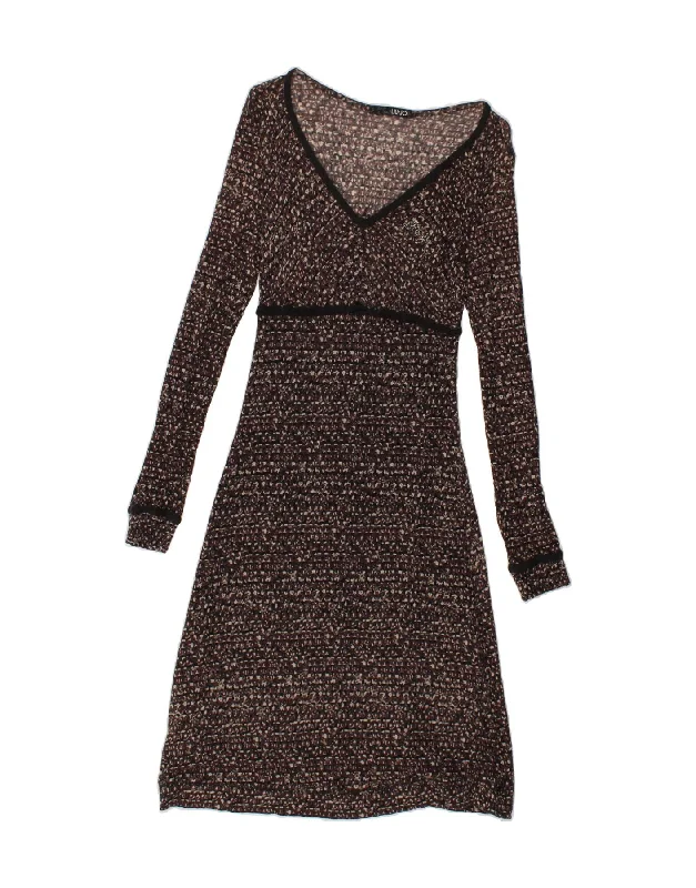 LIU JO Womens Long Sleeve A-Line Dress IT 42 Medium Purple Virgin Wool
