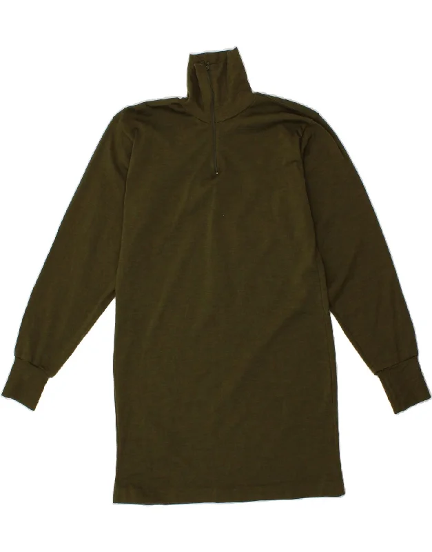 VINTAGE Womens Long Sleeve Jumper Dress UK 18 XL Khaki