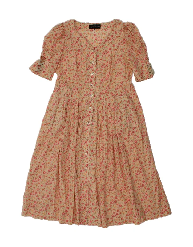 BERWIN & WOLFF Womens Short Sleeves Tea Dress IT 44 Medium Beige Floral