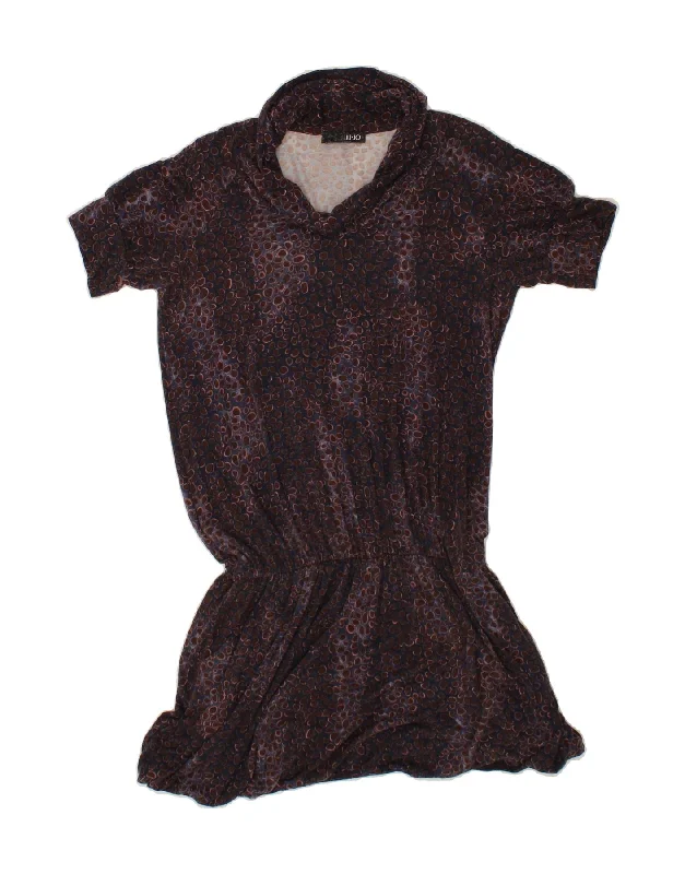 LIU JO Womens Drop Waist Dress IT 42 Medium Purple Spotted Viscose