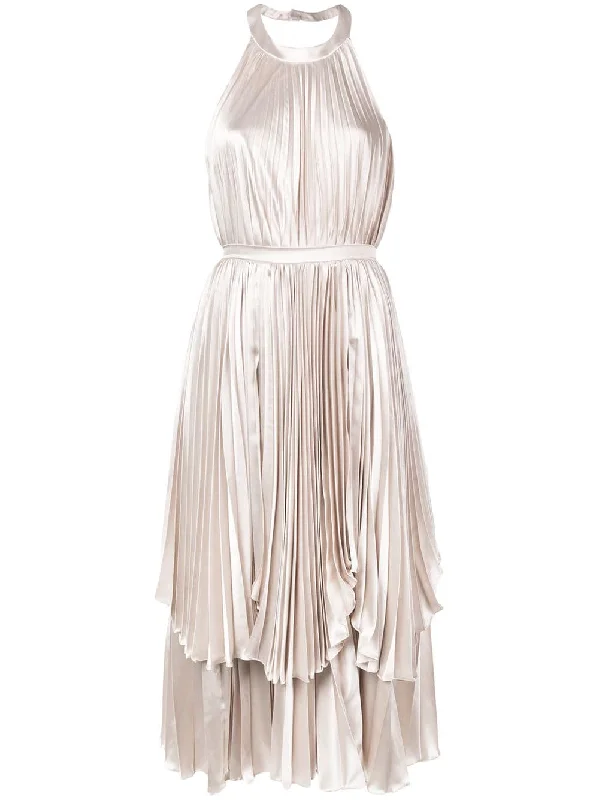 pleated halterneck dress