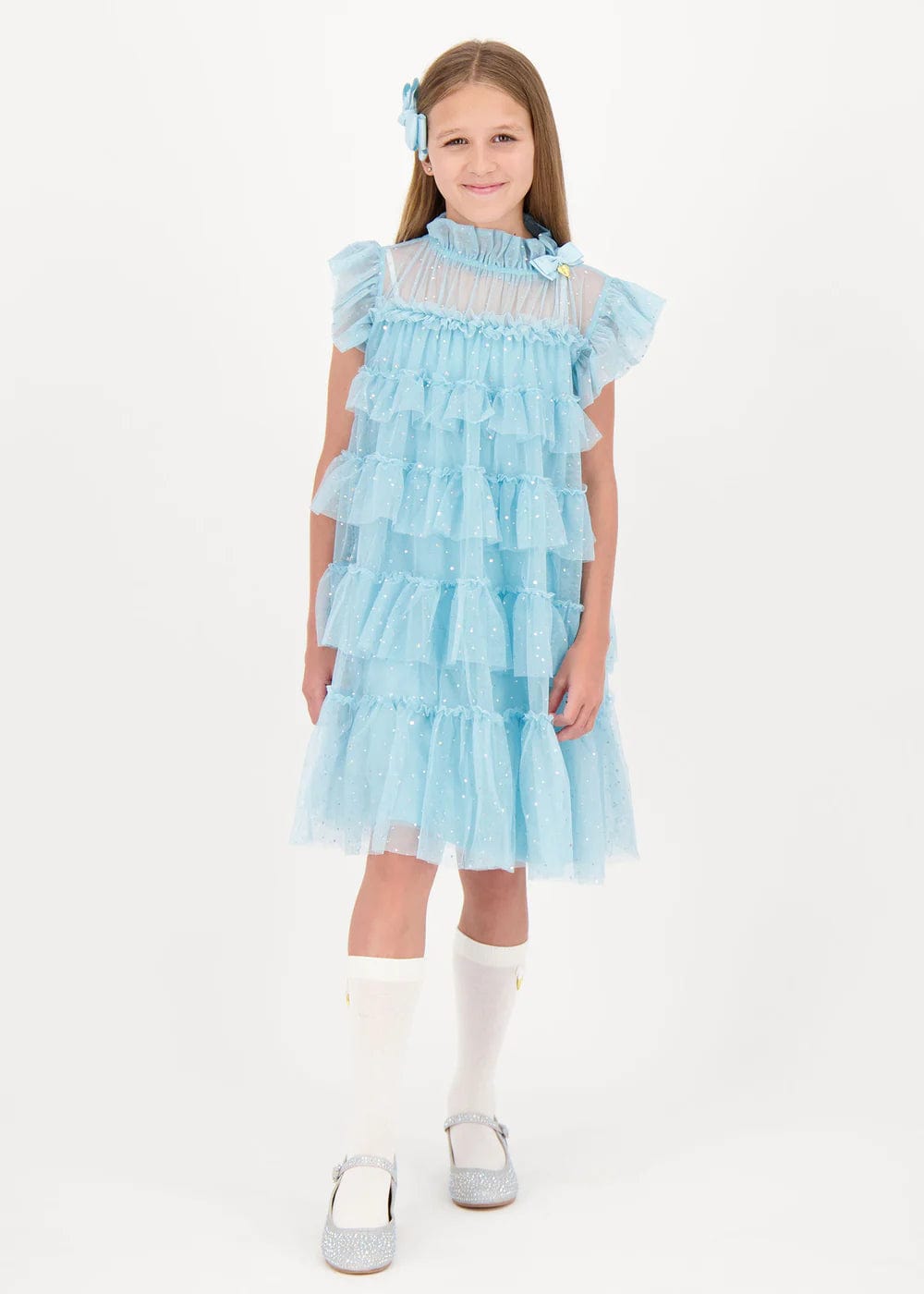Angels Face Girls Mitzi Sparkle Tiered Dress in Blue