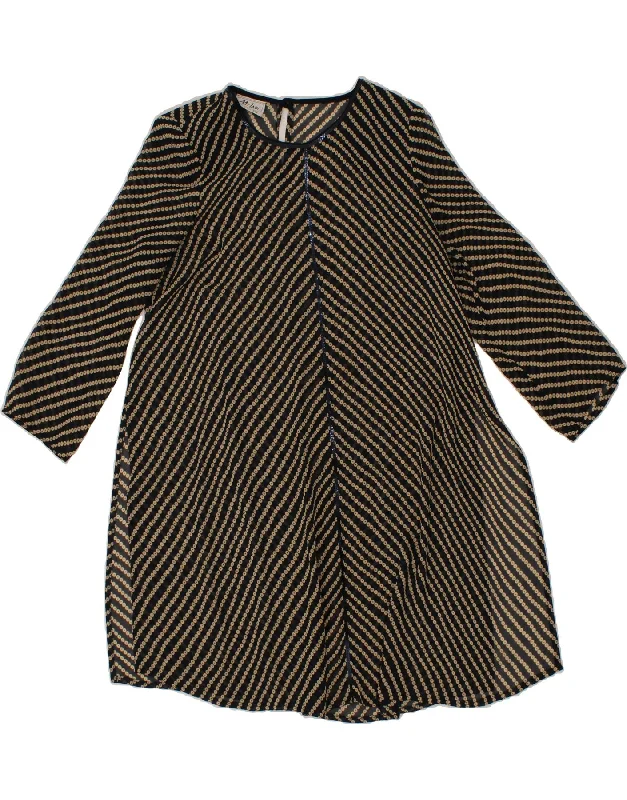 VINTAGE Womens 3/4 Sleeve Tunic Dress UK 16 Large Navy Blue Spotted