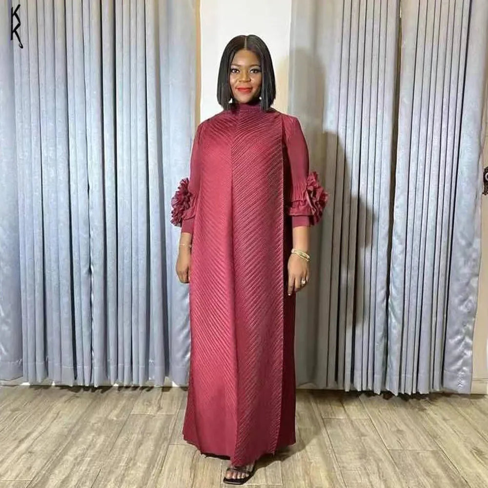 Miyake Pleated Maxi Long Dress 2023 Summer New Ruffles Mesh Petal Sleeve Half Turtleneck Formal Dresses for Women Hot Sales Miyake Pleated Maxi Long Dress 2023 Summer New Ruffles Mesh Petal Sleeve Half Turtleneck Formal Dresses for Women Hot Sales