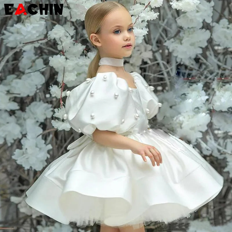 Baby Girls Birthday Dress Kids Elegant Retro Princess Dresses New Fashion Puff Sleeve Pearls Prom Dress for Girl Party Clothing Baby Girls Birthday Dress Kids Elegant Retro Princess Dresses New Fashion Puff Sleeve Pearls Prom Dress for Girl Party Clothing
