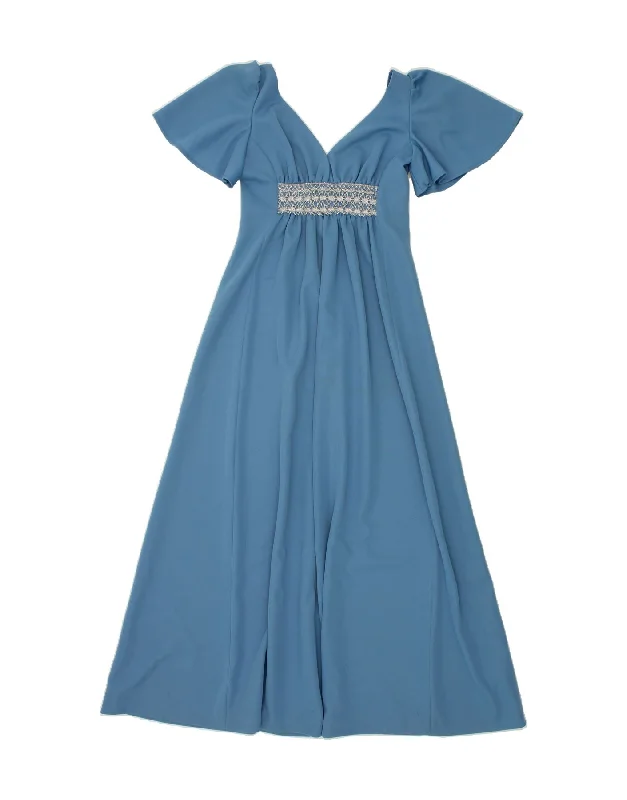 VINTAGE Womens Maxi Tea Dress IT 36 XS Blue