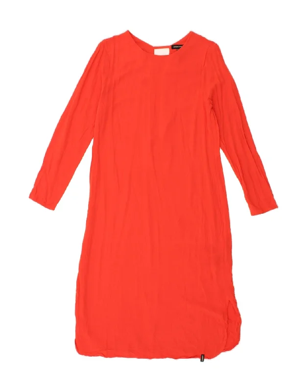 SUPERDRY Womens Long Sleeve Maxi Basic Dress UK 10 Small  Orange Viscose