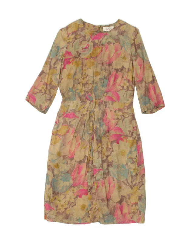 TOAST Womens 3/4 Sleeve Sheath Dress UK 8 Small Multicoloured Floral