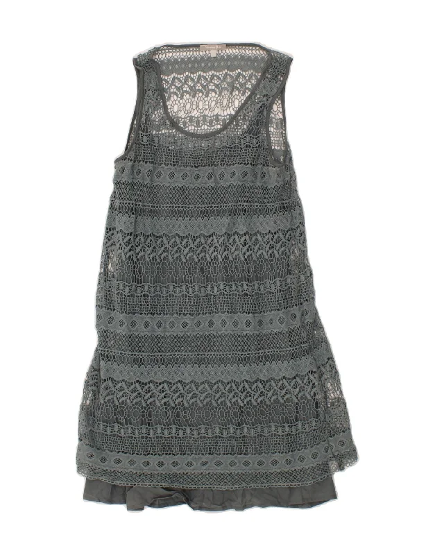 MASSIMO DUTTI Womens Sleeveless A-Line Dress UK 12 Medium Grey Cotton