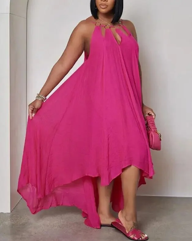 Sexy Summer Dresses for Women 2023 Hollow Out O-Shaped Decoration Asymmetric Casual Loose Dress New Fashion Women's Clothing Sexy Summer Dresses for Women 2023 Hollow Out O-Shaped Decoration Asymmetric Casual Loose Dress New Fashion Women's Clothing