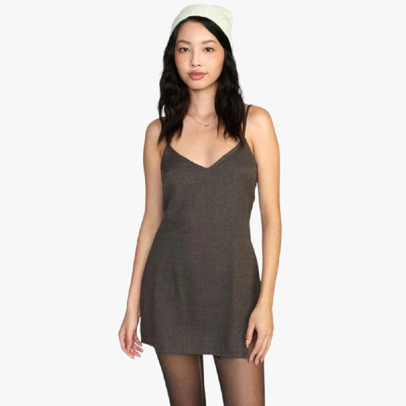 Rvca Womens Slip Up Dress Black Olive